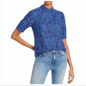Aqua Floral Lace Peacock Blue Blouse XS NWT